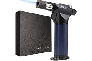 inZaynity "The Beast" Refillable Butane Torch – High-Power Handheld Blow Torch for Cooking, BBQ, Crème Brûlée, Soldering, Welding & Resin Art | Adjustable Flame with Ignition Lock – Black Blue