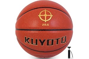 KUYOTQ Kids Toddler Youth Adult Size 3/4/5/6/7 Basketball 22/25.5/27.5/28.5/29.5" Thickened Rubber or Faux Leather Basketball in&Outdoor Basketball for Boys Girls Womens Mens Basketball(Deflated)