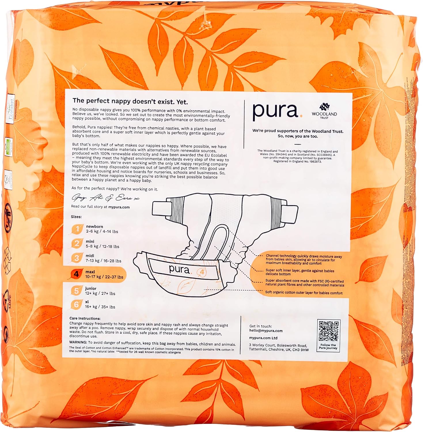 Pura Baby Toddler Nappies Size 4 (Maxi 7-18kg / 15-40 lbs) Monthly Pack 5 x 29 per pack, 145 Nappies, Allergy UK Approved - Image 3
