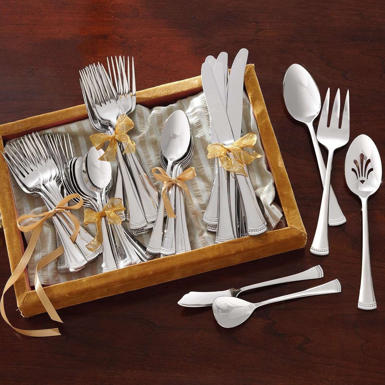  | Lenox Portola 65-Piece Flatware Set, 10.00 LB, Metallic: Flatware Sets