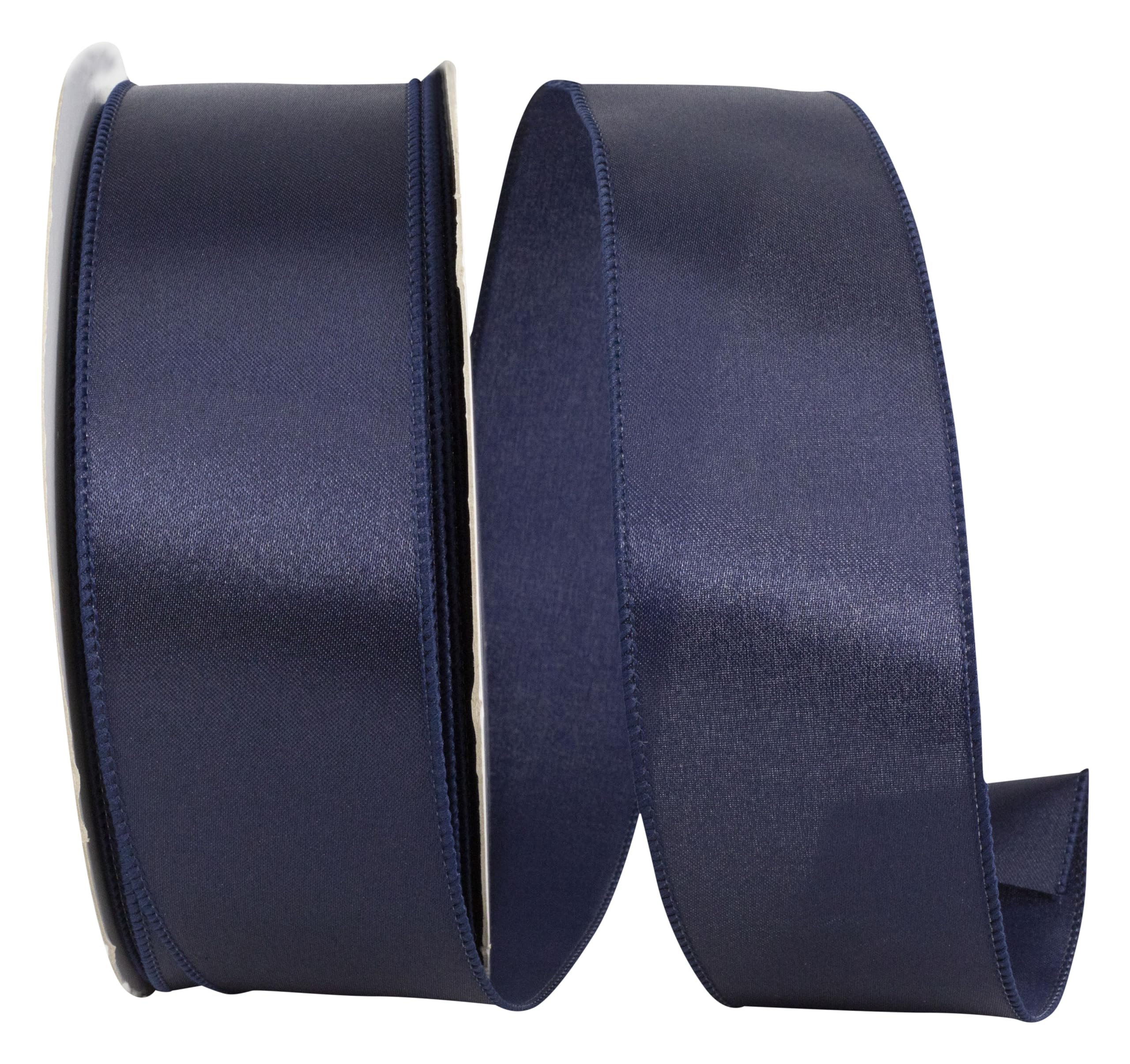 Reliant Ribbon 92575W-055-40K Satin Value Wired Edge Band, Navy, 2-1/2 Inch x 50 Yards
