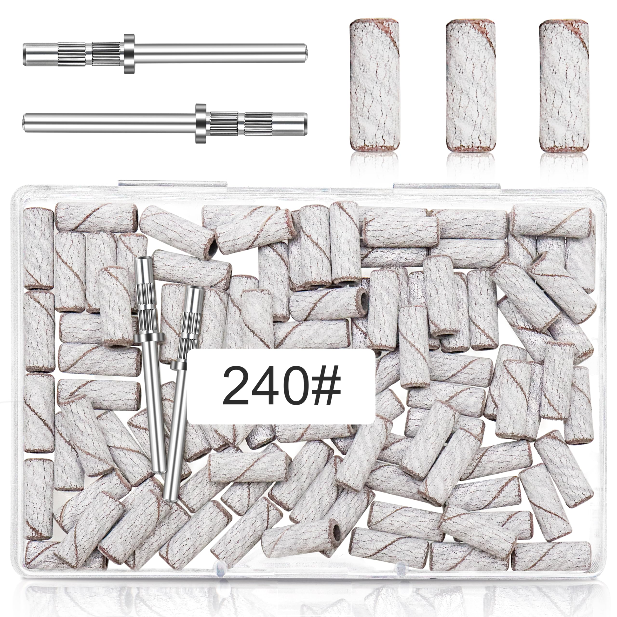240 Grit Small Sanding Bands for Nail Drill Bit - 100 Pcs 3.1 MM Mini Bands for Natural Smooth Polish, Manicure and Cuticle - Salon Use — image 1