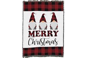 Pure Country Weavers Buffalo Plaid Christmas Gnomes - Gift Holiday - Tapestry Throw Blanket Woven from Cotton - Made in The U