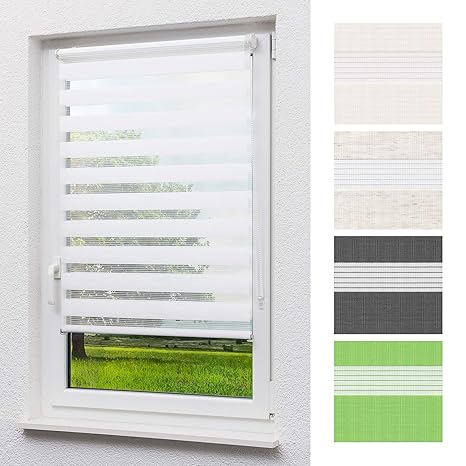 LYSEL Doppelrollo mit Trägerprofil (B x H) 75cm x 150cm in weiß/reinweiß, zum Klemmen und Schrauben