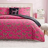 Juicy Couture Plush Reversible Cheetah Bows 4-Piece Full/Queen Comforter Set with Decorative Pillow