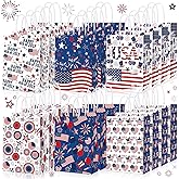 Glenmal 24 Pcs 4th of July Gift Bags with Handle Patriotic Red Blue White Gift American Flag Paper Candy Treat Goodie Bags for Wrapping Memorial Day Independence Day Party Favor