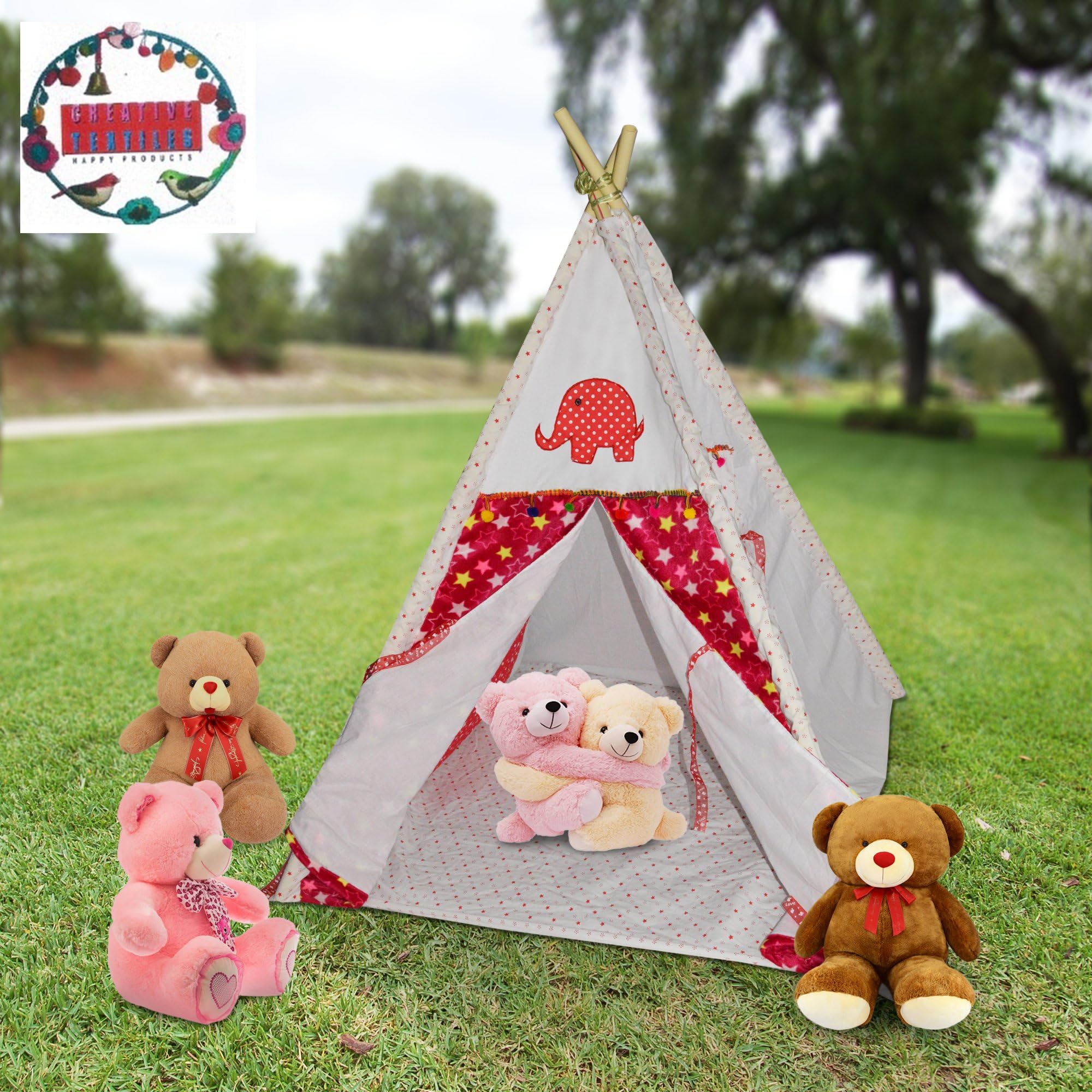 Creative Textile Indoor Outdoor Play Tent House with Pipes Pipe Locks (2-8Years)