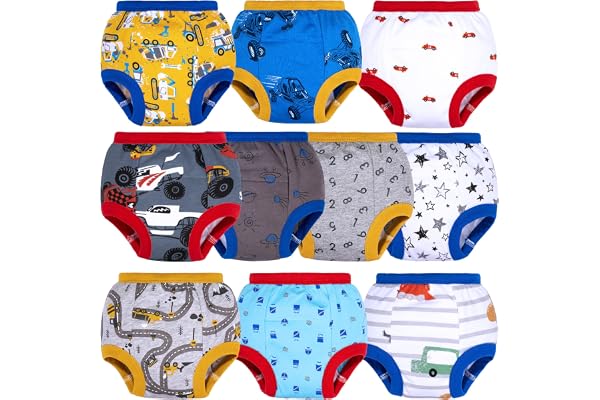 BIG ELEPHANT Potty Training Underwear, 100% Cotton Absorbent Unisex Toddler Pee Pants for Boys & Girls