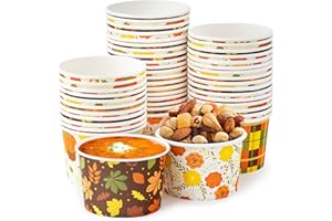 ROYAL BLUEBONNET Disposable Fall Bowls – 48 8oz Fall Themed Bowls for Thanksgiving Soup Bowls, Paper Bowls for Chili, Halloween Snack Cups, Pumpkin Soup Bowls, Fall Party Supplies, Fall Dessert Bowls