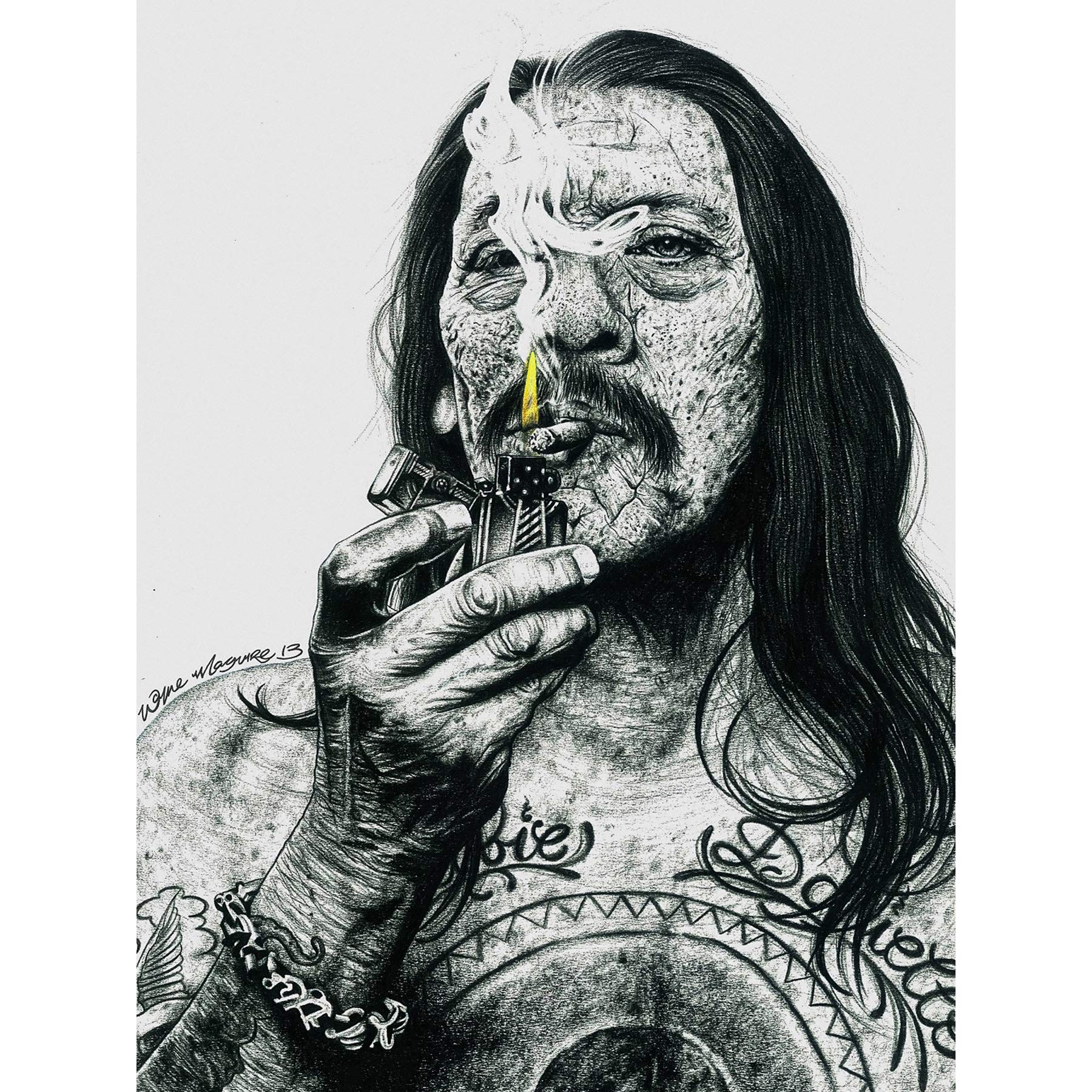 Wee Blue Coo Danny Trejo Tattoo Inked Ikons Wayne Maguire Large Wall Art Poster Print Thick Paper 18X24 Inch