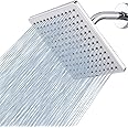Voolan 8" Rain Shower Head - Luxury Modern Look - The Adjustable Replacement For Your Bathroom Showerhead - Square High Flow Rainfall Showers (Chrome)