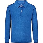 QBK Toddler to Youth Boys' Performance Golf Polo Kids Athletic Moisture Wicking Long Sleeve Shirts School Uniform
