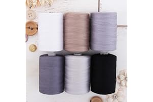Threadart 100% Cotton Thread Set | 6 Gray Tones | 1000M (1100 Yards) Spools | for Quilting & Sewing 50/3 Weight | Long Staple & Low Lint | Over 20 Other Sets Available