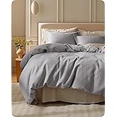 Bedsure Cotton Duvet Cover King - 100% Cotton Waffle Weave Grey Duvet Cover King Size, GentleSoft™ and Breathable Bedding Set for All Season, 3 Pieces, 104"x90"