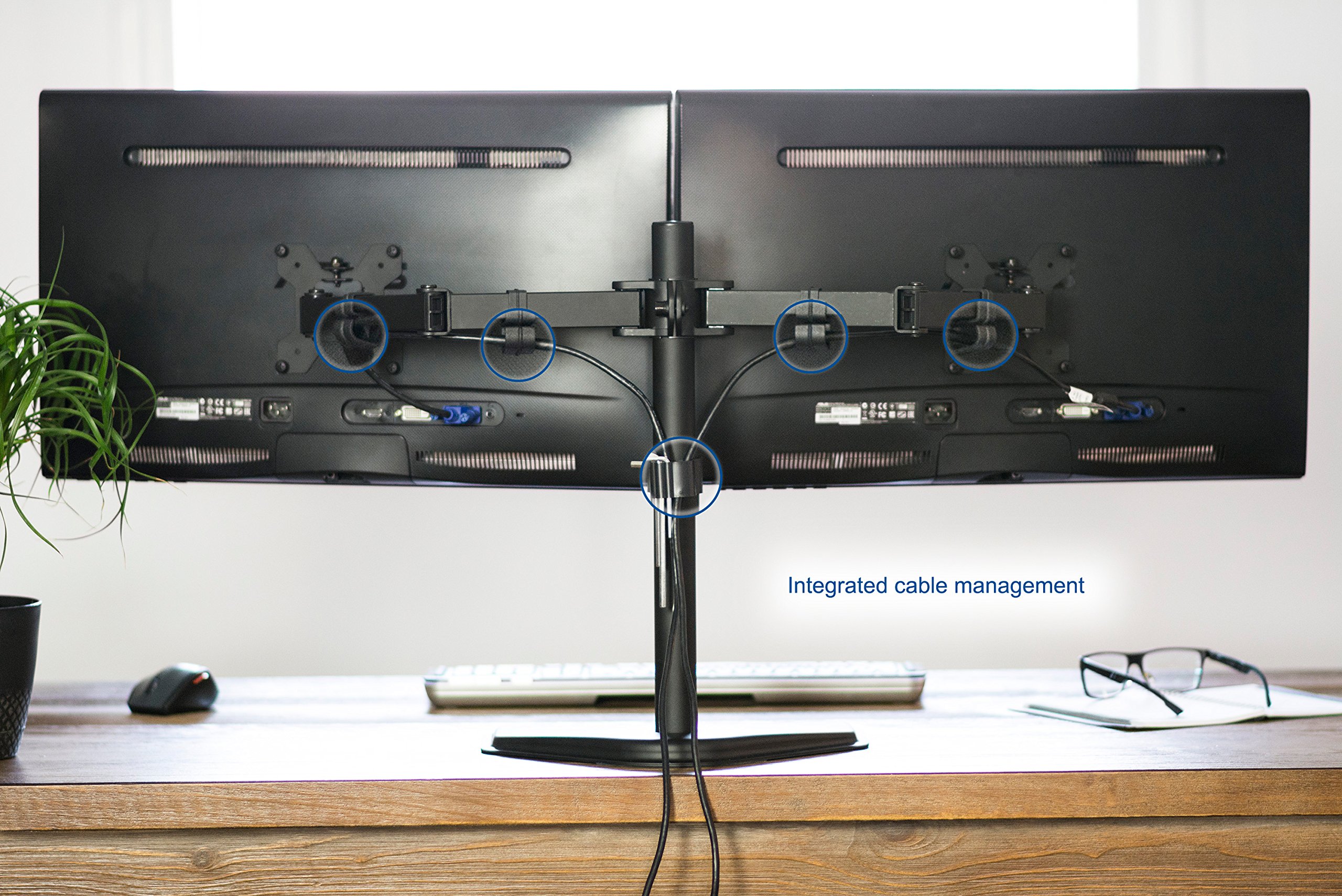 Dual LCD Monitor Desk Mount Stand Adjustable Fits Screens Up To 27