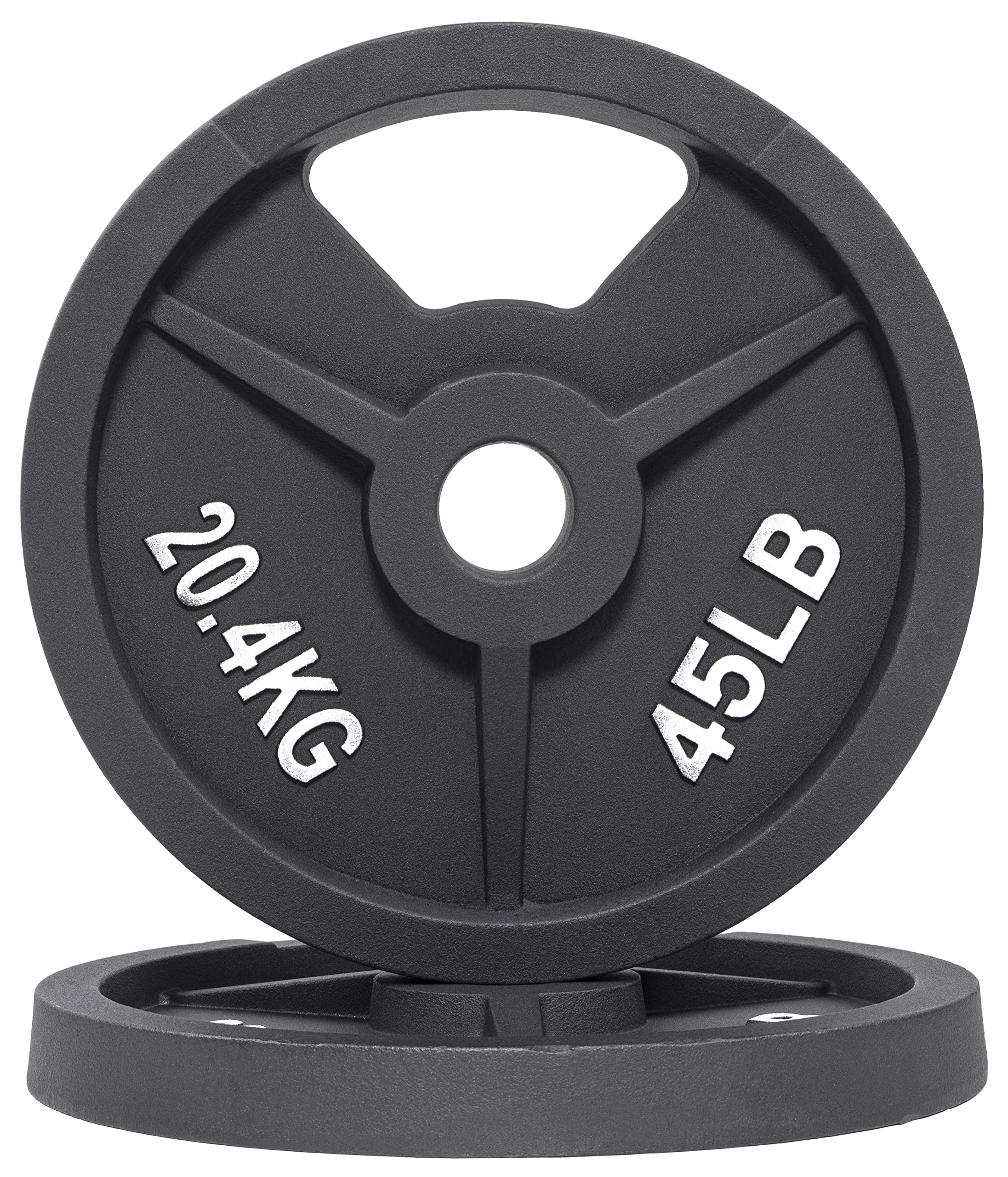 Photo 1 of *****ONE WEIGHT PLATE*****
Signature Fitness Olympic 2-Inch Cast Iron Plate Weight Plate for Strength Training and Weightlifting, Style #7, 45LB Pair