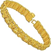 LIFETIME JEWELRY 13mm Rugged Nugget Link Bracelet for Men and Women 24k Gold Plated