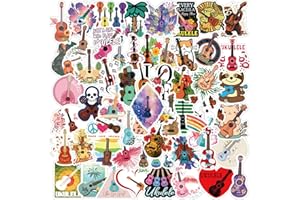 AAOIIXZ 61Pcs Ukulele Stickers Pack, Musical Instrument Aesthetic Vinyl Waterproof Sticker Decal for Water Bottle,Laptop,Phone,Skateboard,Scrapbooking for Kids Teens Adults for Party Supply Decor…