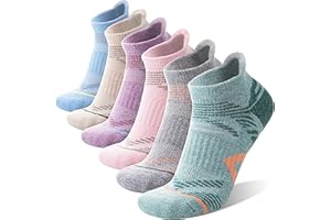 ANTSANG 6 Pairs Merino Wool Ankle Hiking Running Socks Compression Thick Cushion Breathable No Show Socks for Men Women