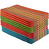 Neolino Kitchen Dish Towels, Salsa Stripe, 100% Natural Absorbent Cotton (Size 28 x 16 inches), Pack of 8-Multi Color