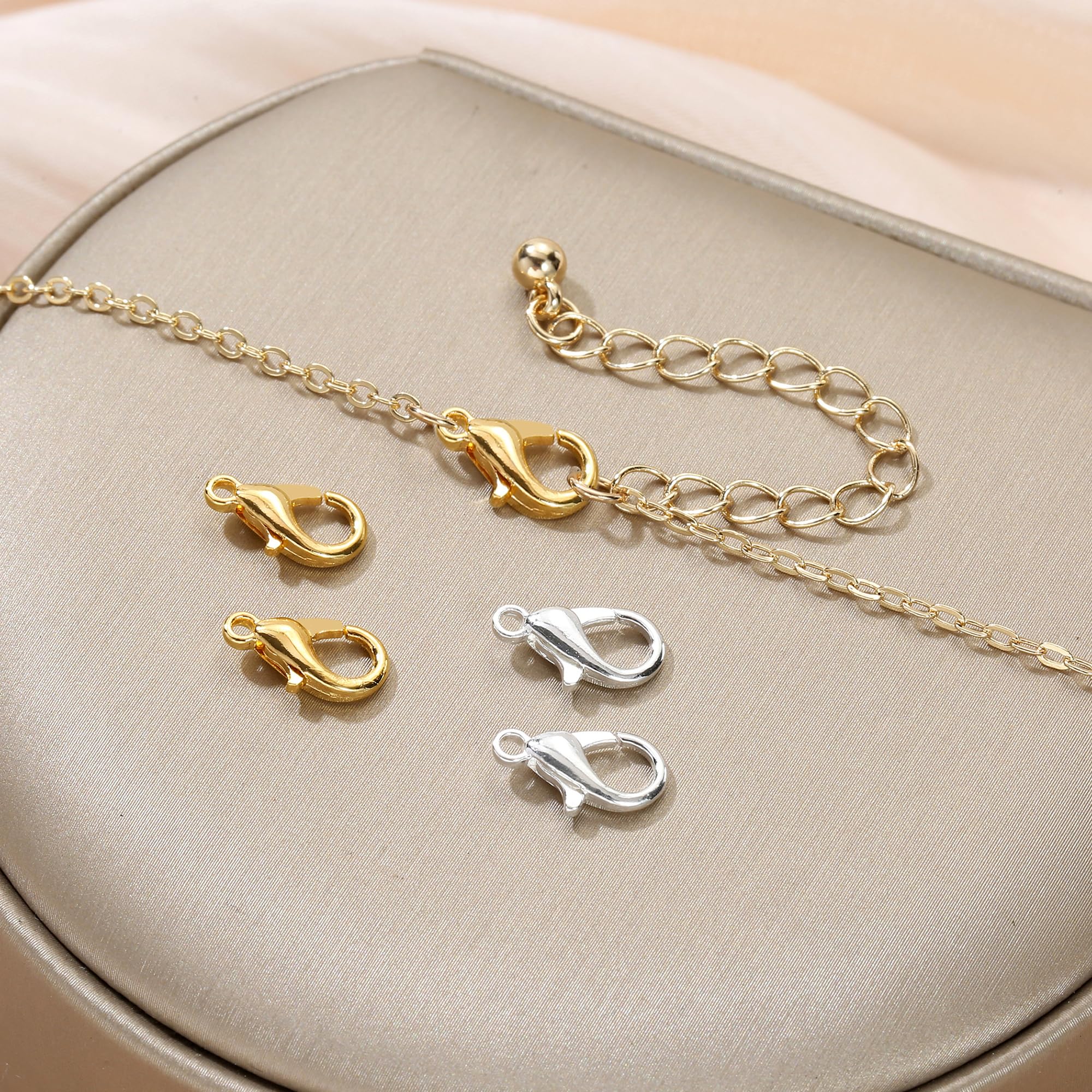 5 Sizes Silver and Gold Open Jump Rings, 500PCS O Rings and Lobster Clasps, Small and Large Jump Rings for Jewelry Making and Keychains