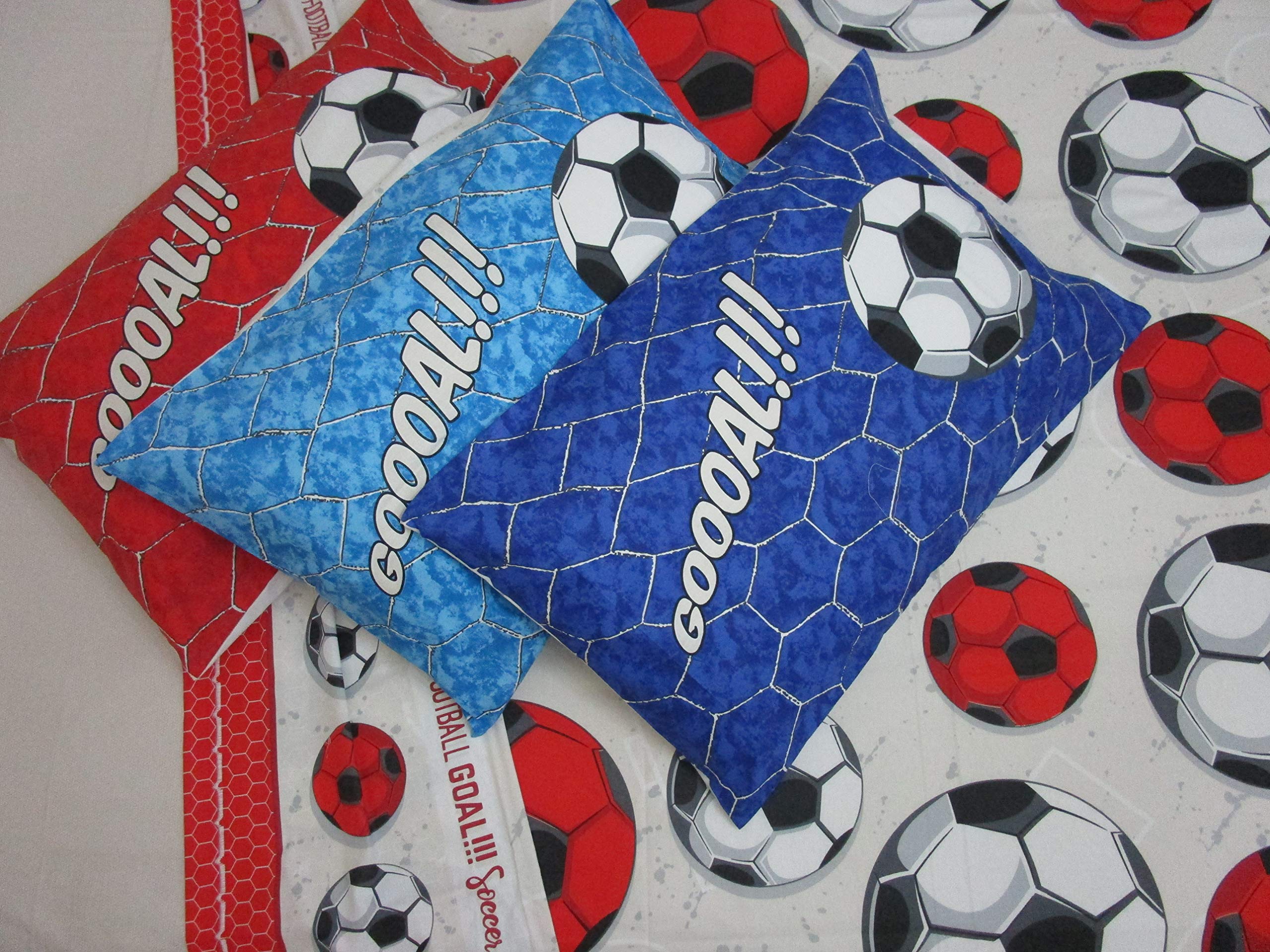 Pago Poco Complete Single Bed Design FOOTBALL TEAMS Red-Black-Light Blue-White Light Blue 100% Cotton In Natural Fiber MADE IN ITALY ..MAXI Sizes New 2021!!!! (Black-Light Blue)