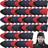 Handepo 80 Pcs Winter Beanie Hats Bulk Homeless Supplies Knitted Hat with Fleece Lining Warm for Men Women Cold Weather