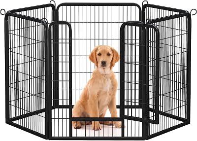 Yaheetech Dog Playpen 6 Panel 100cm Height Heavy Duty Fence for Garden Yard