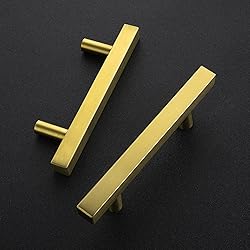 Ravinte 5 Pack Gold Cabinet Handles 3 Inch Brushed