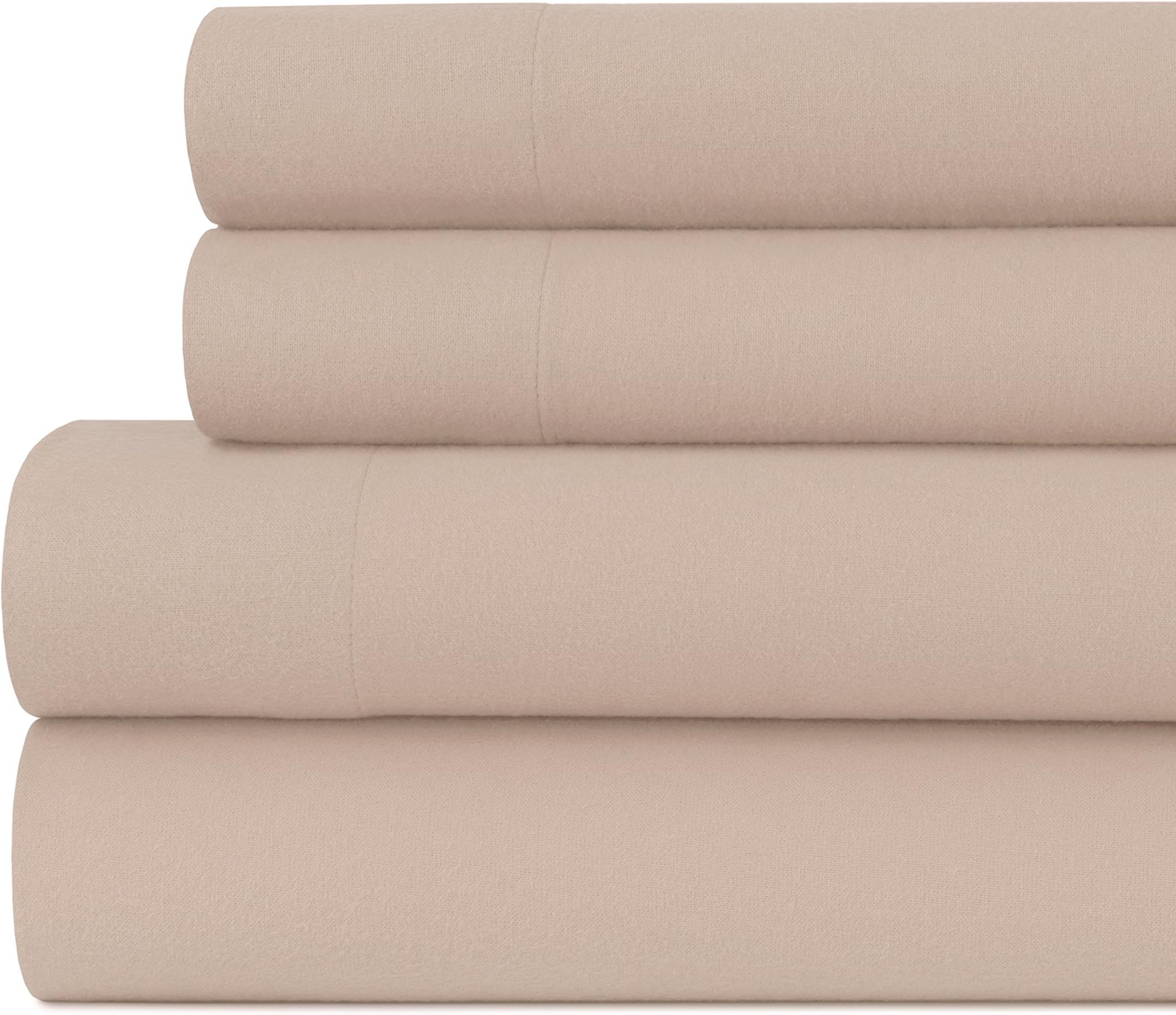 Briarwood Home 100% Cotton Flannel Sheet Set - 4 Piece Lightweight Brushed Turkish Bedding - Super Soft, Warm, Cozy, Deep Pocket & Breathable All Season Sheets & Pillow Set (King, Taupe)
