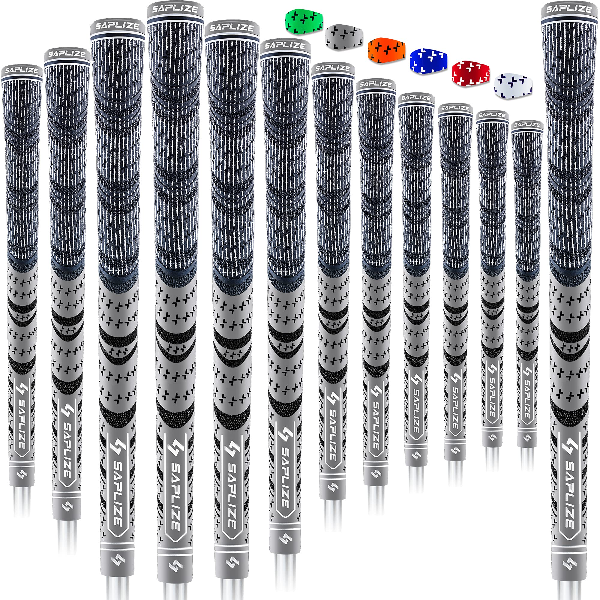 SAPLIZE 13 Golf Grips, Standard, Grey, All Weather Multi Compound Hybrid Golf Club Grips