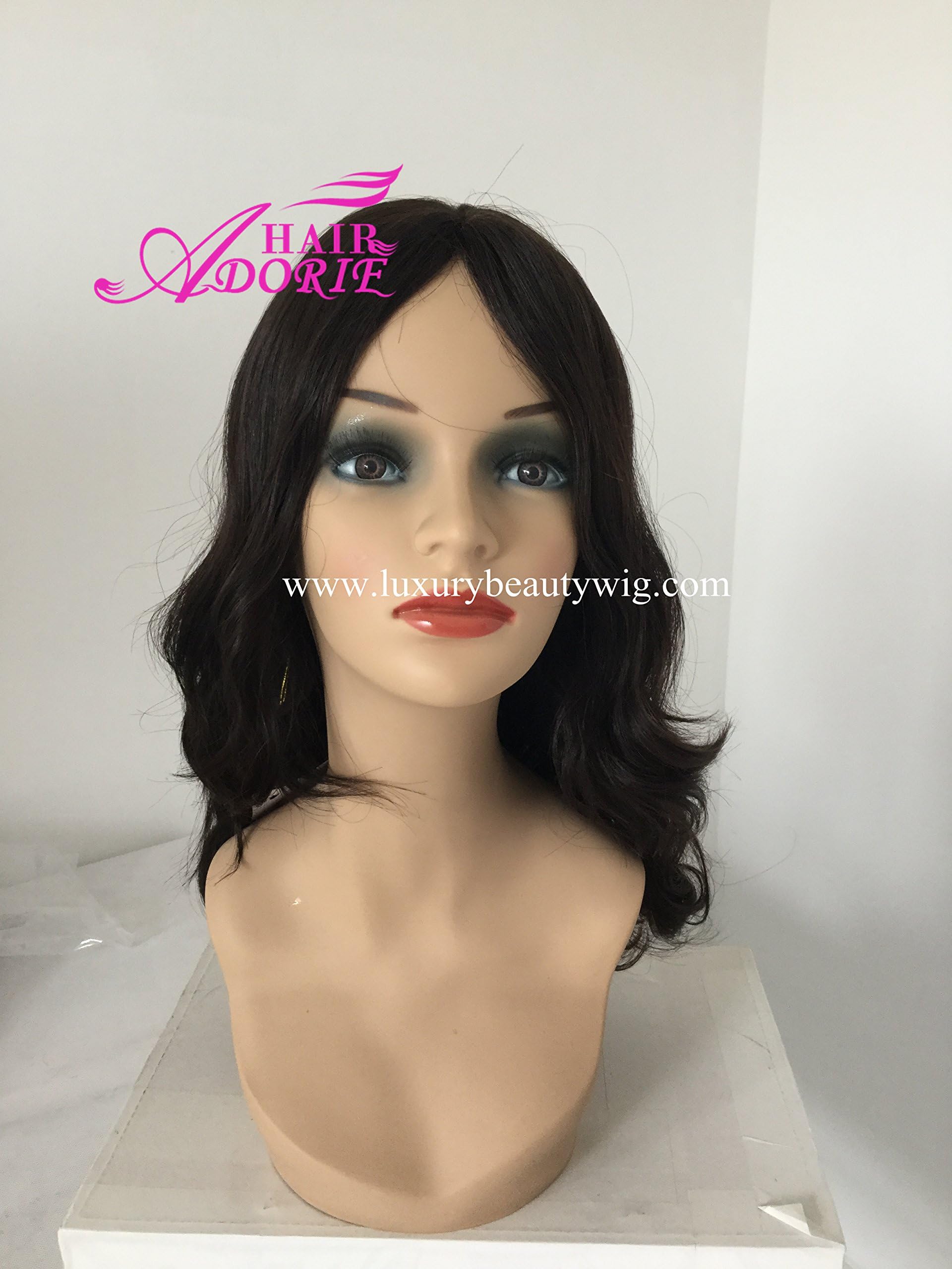 Charming Single color 2# 22inch Body Wave European Human Hair Kosher Wigs