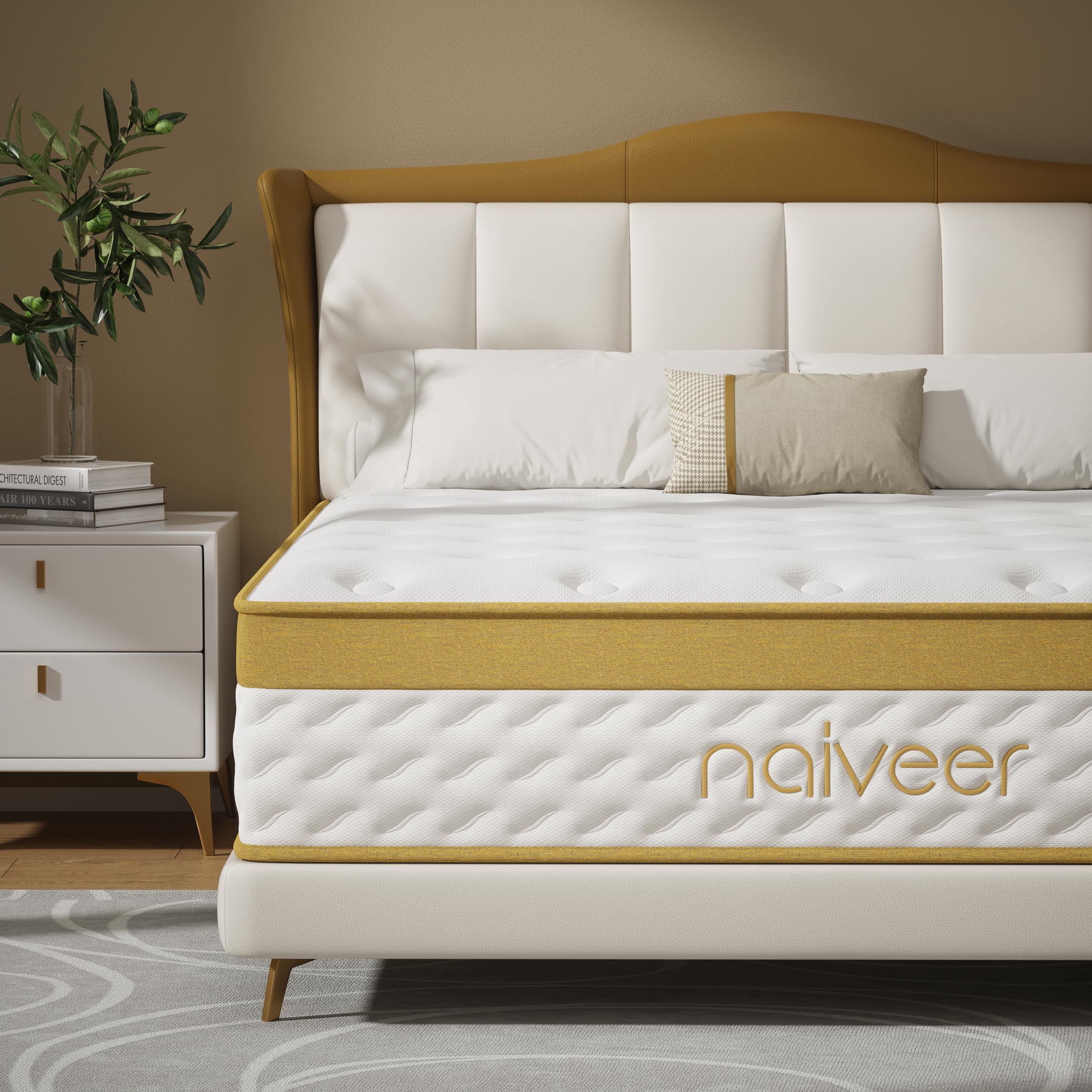 Photo 1 of Naiveer Cooling Gel Memory Foam Hybrid Mattress, 12 Inch Queen Size Mattress in A Box with Pocket Springs for Back Pain & Pressure Relief, Medium Firm Feeling with CertiPUR-US Certified Foam