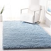 SAFAVIEH Supreme Shag Collection 5' x 8' Light Blue SGS621D Handmade Solid 1.5-inch Thick Area Rug