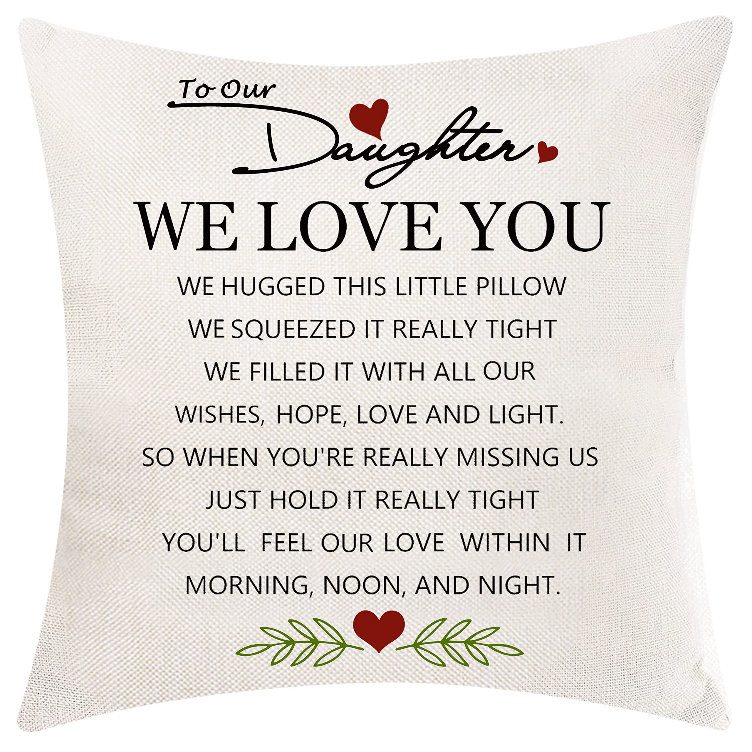 Aocaso Daughter Cushion Cover from Parents - Pillowcase Gift from Mum Dad for Birthday (Our Daughter)