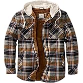 Legendary Whitetails Men's Hooded Shirt Jacket Plaid Flannel Berber Lined Polyfill Insulated