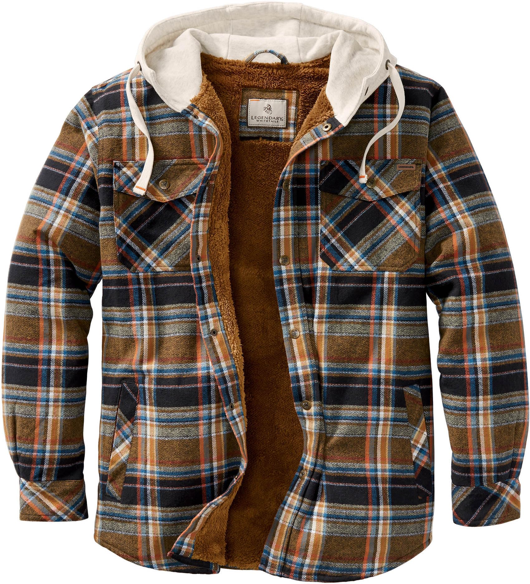 Legendary Whitetails Mens Hooded Shirt Jacket Plaid Flannel Berber Lined Polyfill Insulated, Porter Plaid, MED Image
