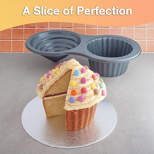 Giant Cupcake Pan- Carbon Steel Baking Mold Perfect 2-sided Jumbo
