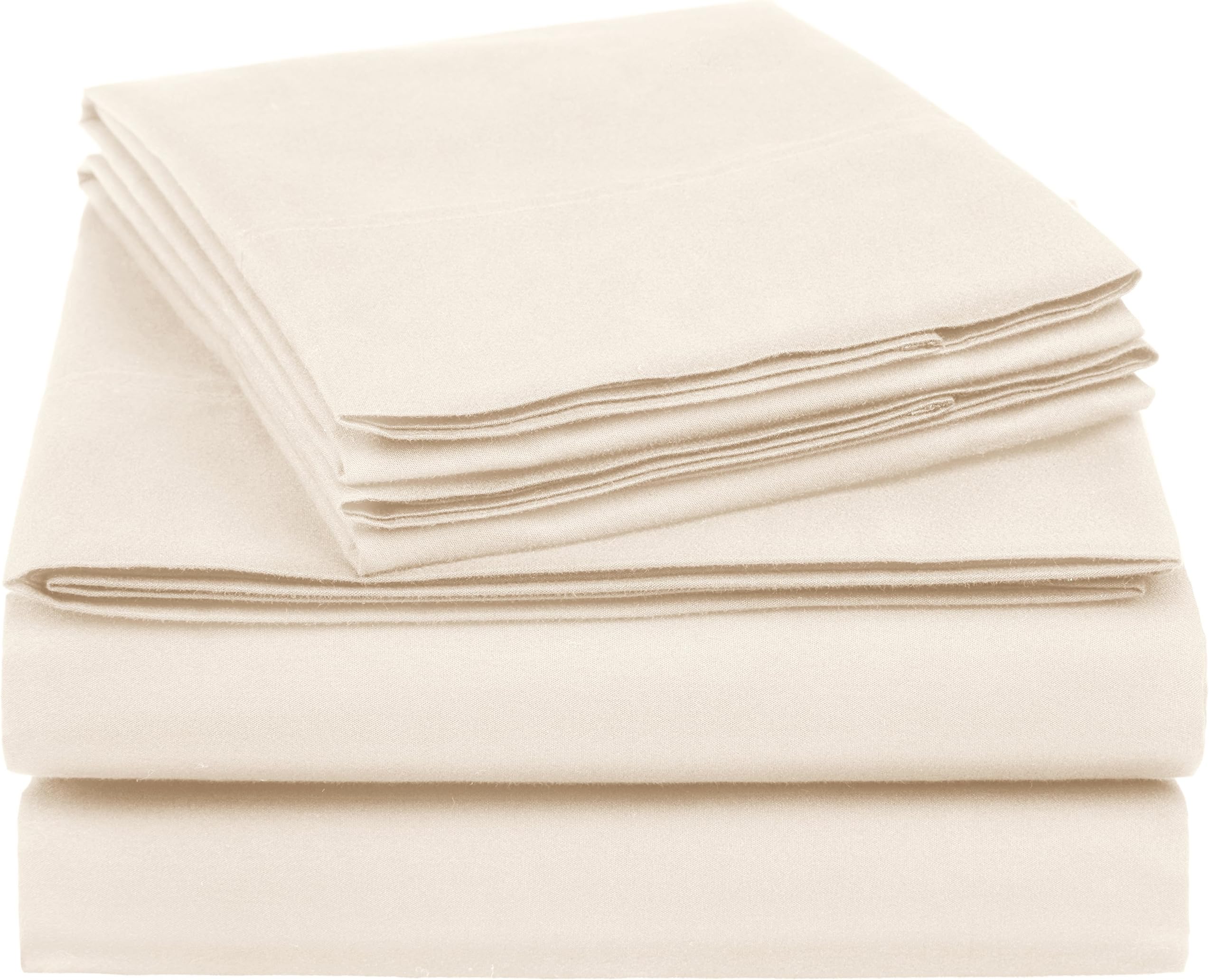 Amazon Basics Essential Cotton Blend Bed Sheet Set, King, Beige