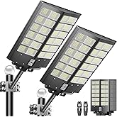 Jadisi 2-Pack Solar Street Light -9000W Solar Street Lights Outdoor 300000LM, 7000K Commercial Parking Lot Light, Flood Outdoor Lights IP66 Waterproof with Motion Sensor, 3-Year Warranty