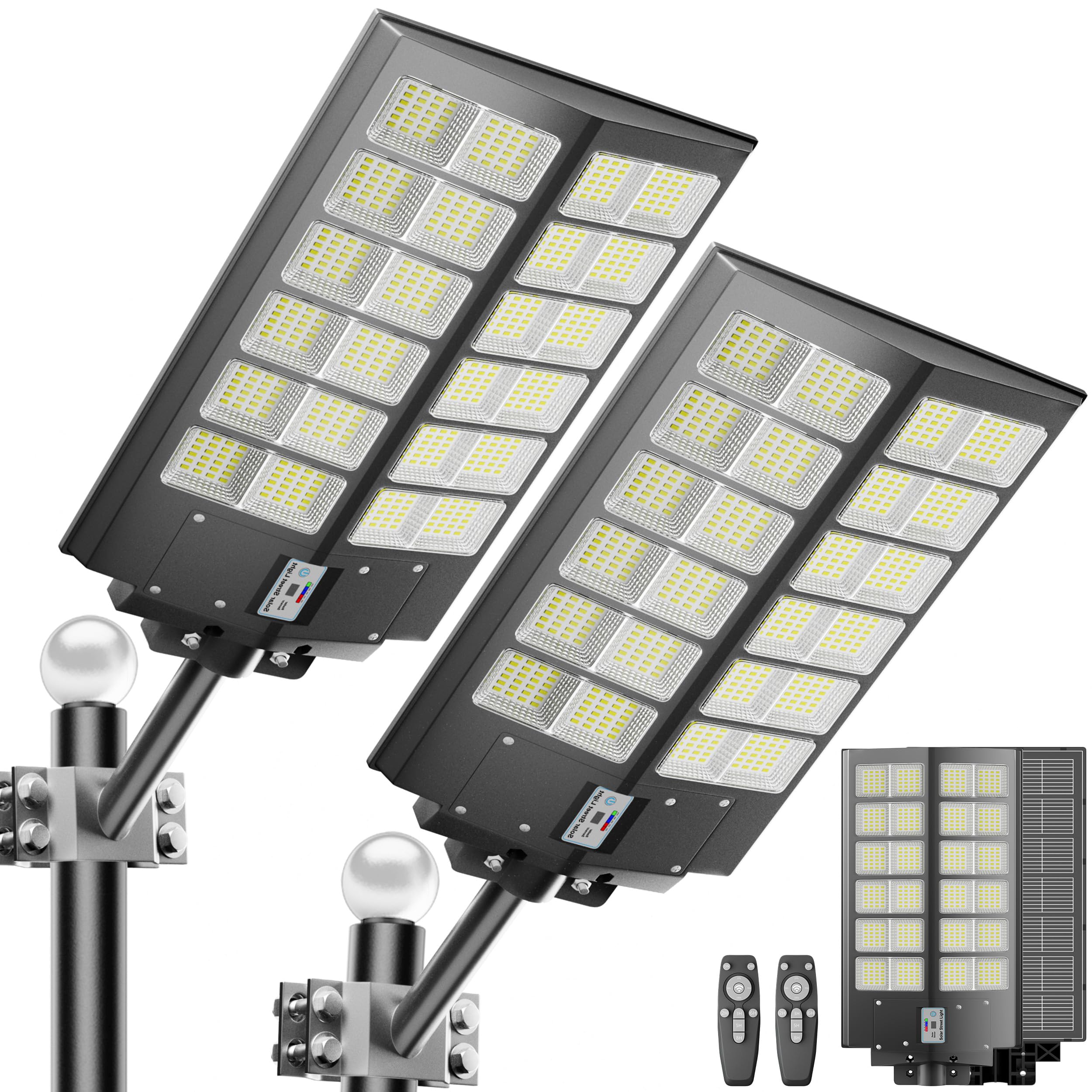 Photo 1 of **************1 OF THE LIGHT's SOLAR PANL IS BROKEN***************
Jadisi 2-Pack Solar Street Light -9000W Solar Street Lights Outdoor 120000LM,7000K Commercial Parking Lot Light, Flood Outdoor Lights IP66 Waterproof with Motion Sensor, 3-Year Warranty