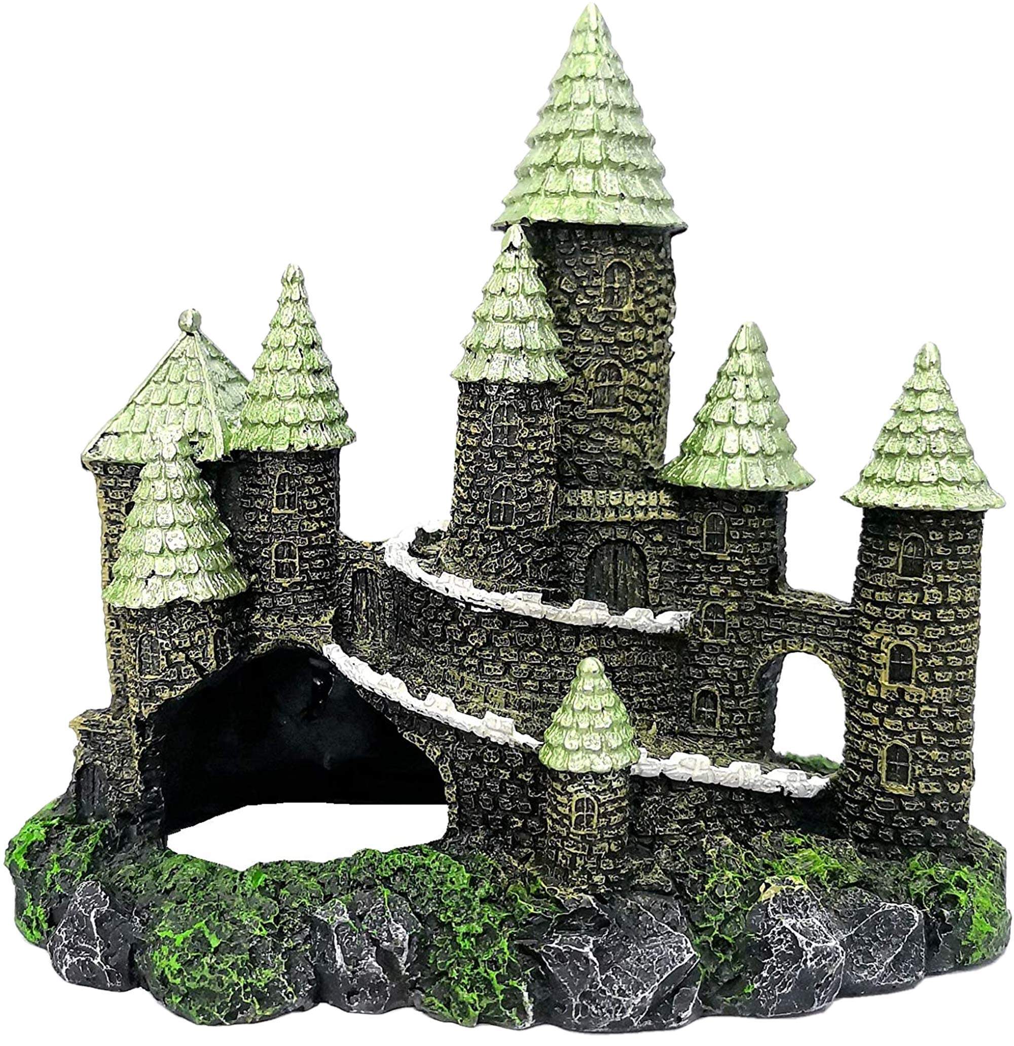Photo 1 of *MINOR DAMAGE - USED*
M2cbridge Aquarium Decor Castle Shipwreck Ornament Underwater Landscape(Green Castle)