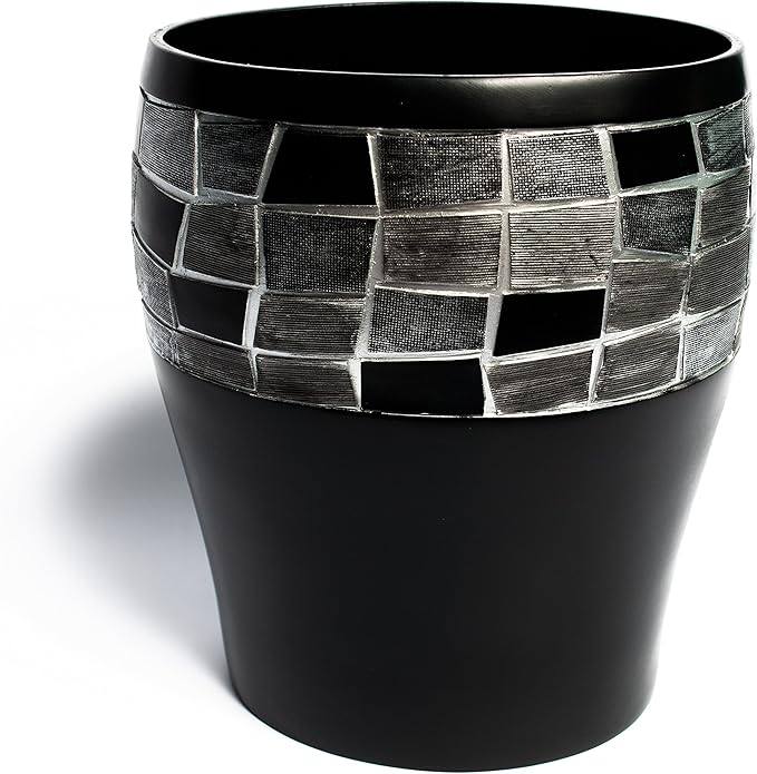 Popular Bath Mosaic Stone Black Waste Basket Trash Can