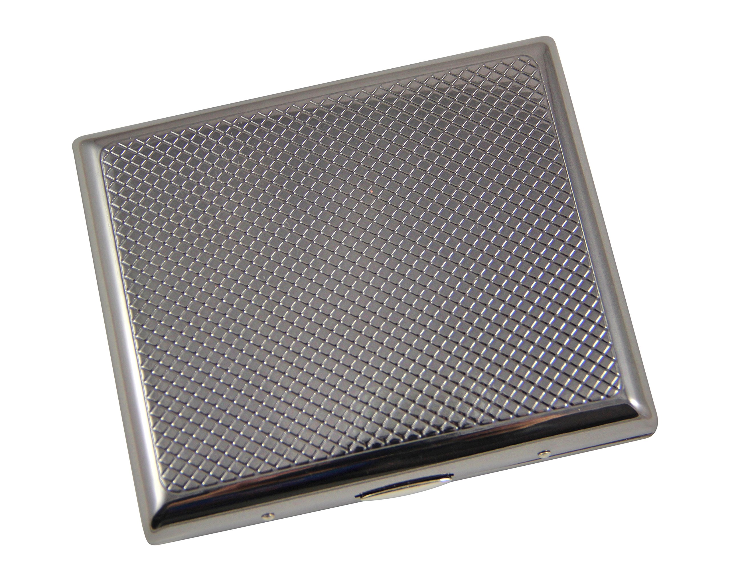 ATTUY Luxury Munich Premium Cigarette Case Holds 18 Cigarettes, Silver, Metal, High-Quality Case with Metal Clip, Clamp Stand and Engraving