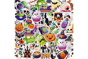 RICCIOOFY Halloween Party Favors - 100 PCS Pumpkin Bat Spider Stickers,Kids Halloween Games Treats Crafts Gifts Party Supplies Decorations