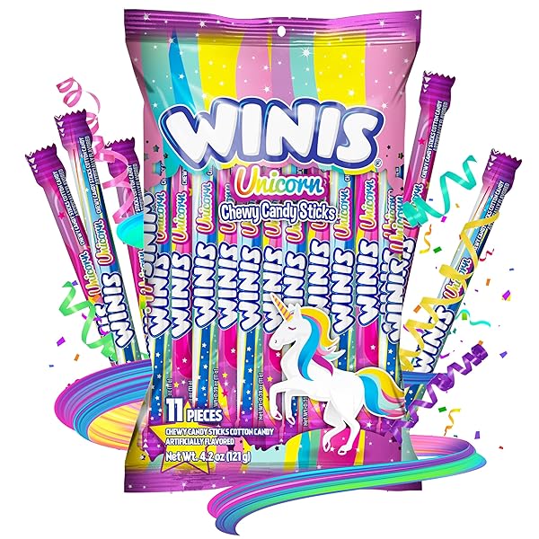 WINIS UNICORN | CHEWY CANDY SWIRL | COTTON-CANDY FLAVORED | SHARING SIZE 4.3 OZ BAG – 11 PIECES | EASTER CANDY VARIETY BAG