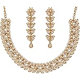 Touchstone Indian wedding jewelry set gold traditional necklaces for women statement rhinestone sets hollywood glamour style crystal stone bridal costume golden necklace