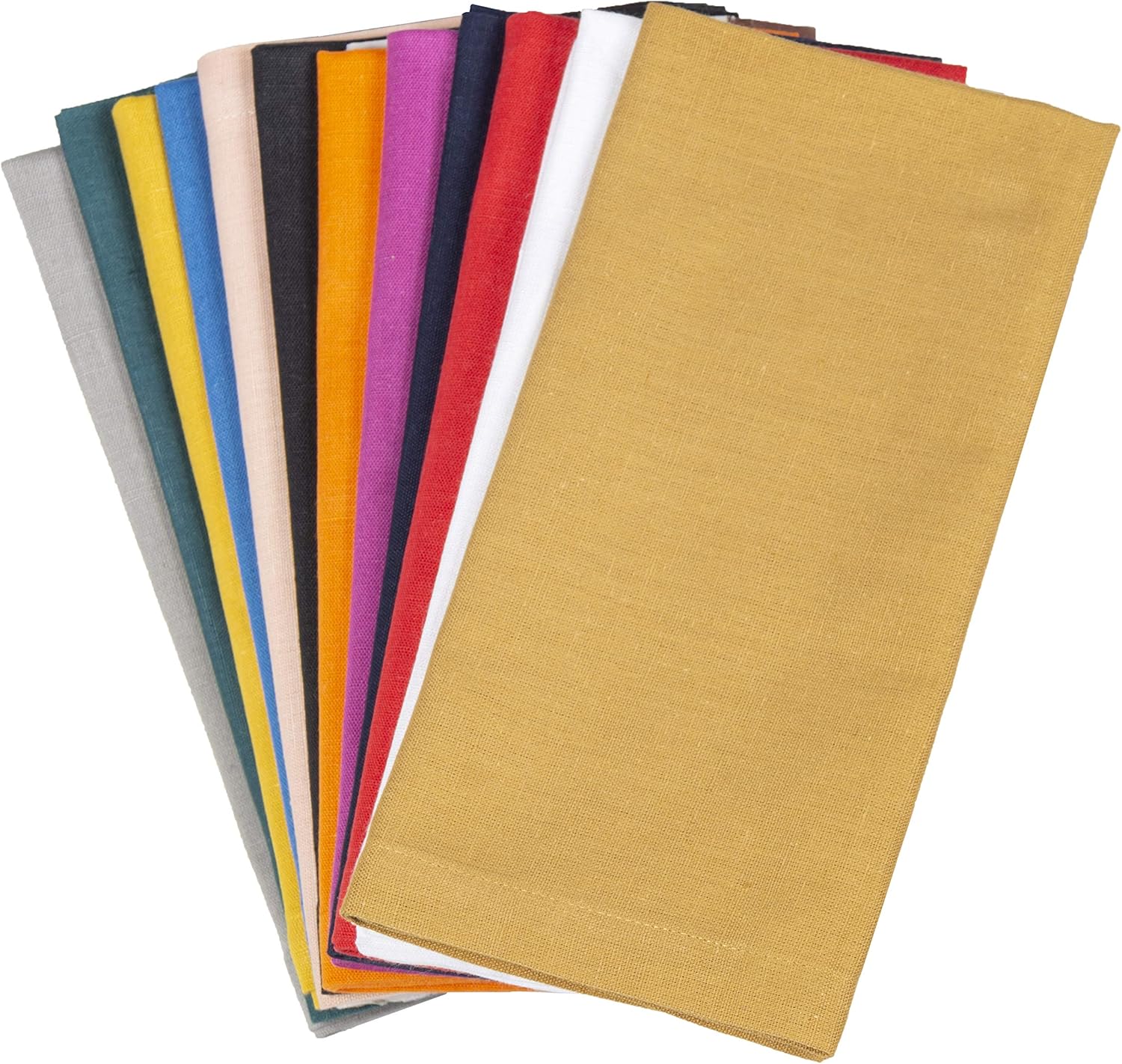 FINGERCRAFT- Dinner Cloth Napkins, 18X18 Natural Cotton Linen Fabric, Set of 12 Pack Premium Quality Mitered Corners for Every Day Use, Napkins are Pre Shrunk and Good Absorbency Multi Color: Home & Kitchen