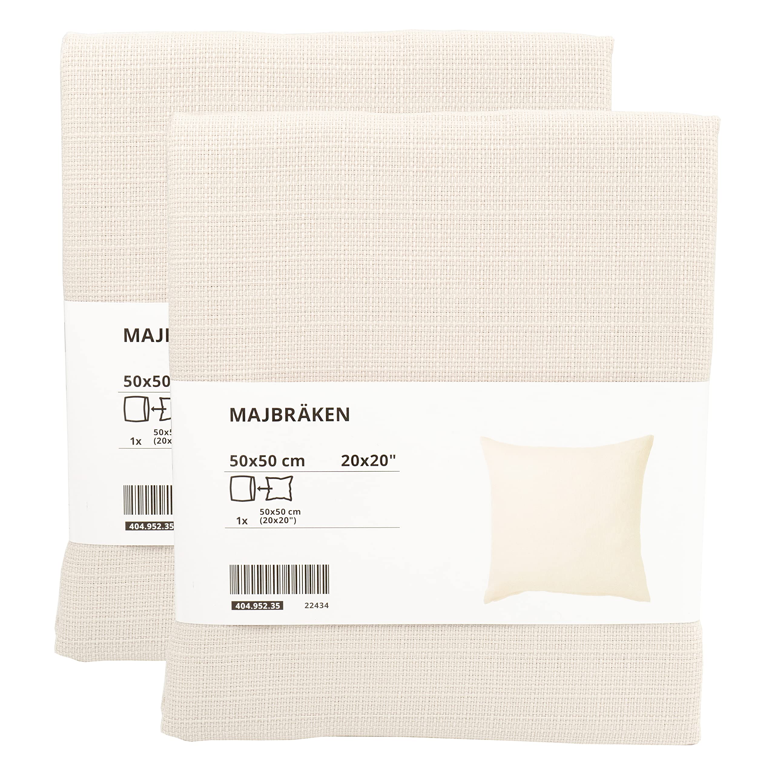 Ikea MAJBRAKEN Cushion Covers, Light Grey-Beige, 50x50 Centimetres (20x20 Inches), Recycled Polyester, Hidden Zipper, 404.952.35 - Set of 2