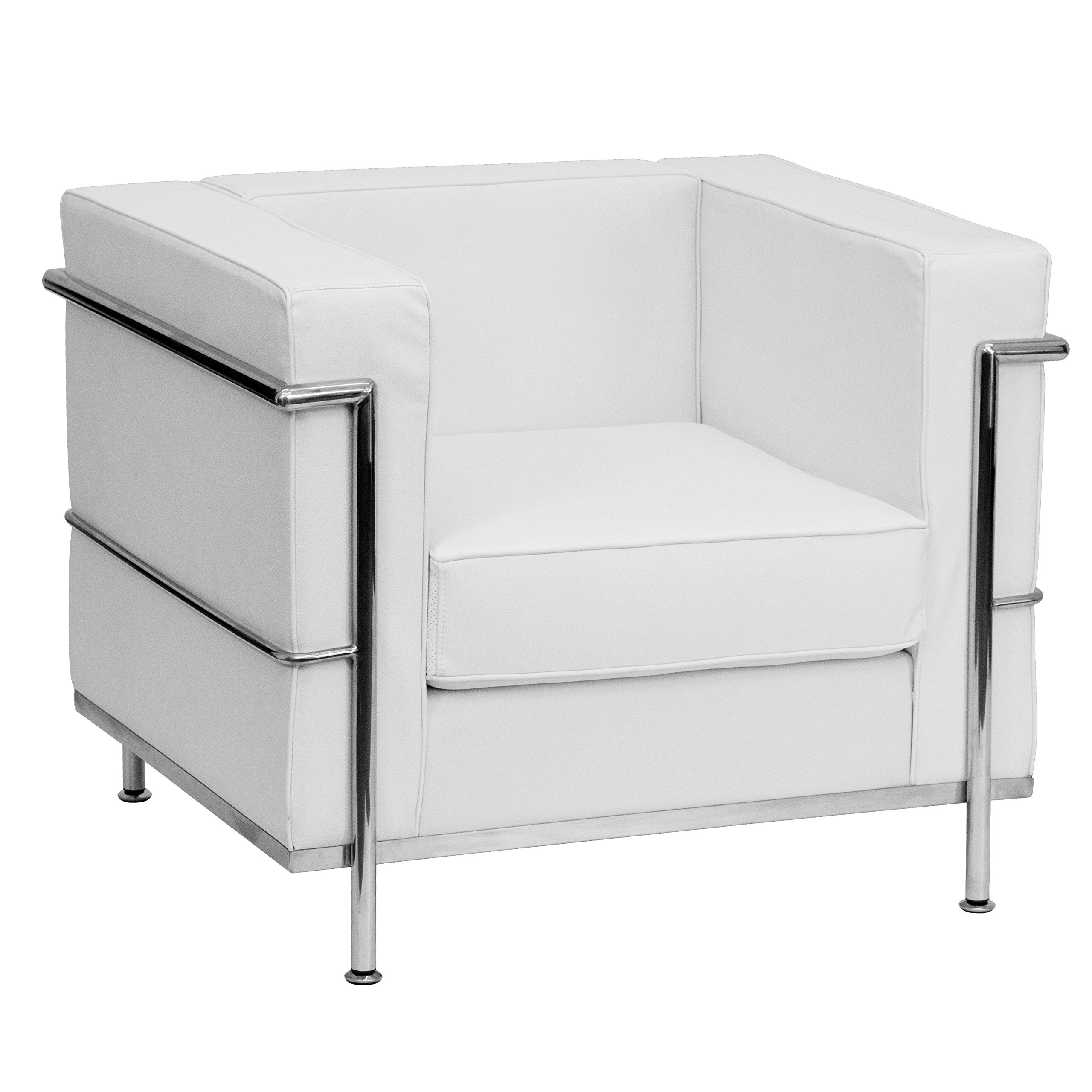 Flash Furniture ZB-REGAL-810-1-CHAIR-WH-GG Hercules Regal Series Contemporary White Leather Chair with Encasing Frame